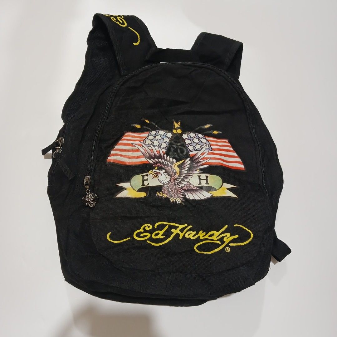 ED HARDY BACKPACK (Category: Backpacks) located in Ozamiz City. Submitted by 2nd.sight (Listing ID 1471021516, Image 1). Description: *needs wash fresh from bale approximate dimes: w:11 l:15 depth:4 issue: last pic.