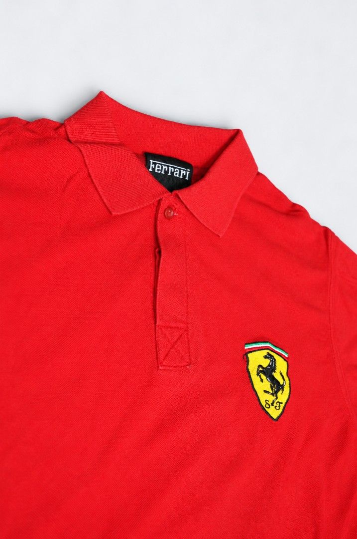 Ferrari Red Polo Shirt (Category: Tshirts & Polo Shirts ) located in Manila. Submitted by yvl.mnl (Listing ID 1470974184, Image 2). Description: 18x26.5 minimal pin hole (unoticable) @yvl.mnl on IG.