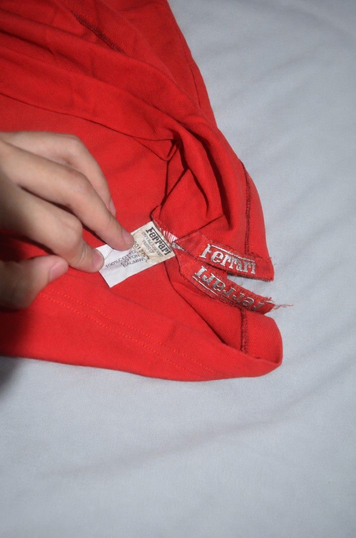Ferrari Red Polo Shirt (Category: Tshirts & Polo Shirts ) located in Manila. Submitted by yvl.mnl (Listing ID 1470974184, Image 3). Description: 18x26.5 minimal pin hole (unoticable) @yvl.mnl on IG.