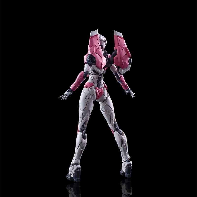 FLAME TOYS Furai Action - Arcee (Category: Figurines & Statues) located in Manila. Submitted by mauchan00000303 (Listing ID 1470979173, Image 2). Description: - Articulated pink and white mecha anime action figure - Highly poseable joints for dynamic action poses - Detailed armor design with shoulder wheel accents - Includes modular display base with support arm - Comes with interchangeable hands, twin pink energy blades, and rifle accessory.
