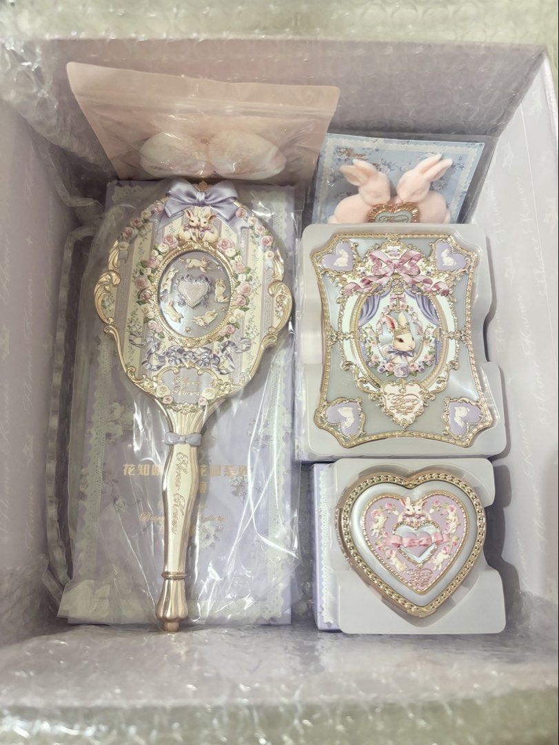 Flower Knows Makeup Gift Set (Bunny Garden Collection) (Category: Makeup) located in Cavite. Submitted by 3yaaa018 (Listing ID 1471049342, Image 1). Description: Flower Knows Makeup Gift Set (Bunny Garden Collection) - 6 pcs set • Flower Knows Bunny Garden Collection Hand Mirror (Wisteria Purple) • Flower Knows Bunny Garden 6-Color Makeup Palette (02 Moon Serenade) • Flower Knows Bunny Garden Collection Embossed Blush (04 Iris Garden) • Flower Kn