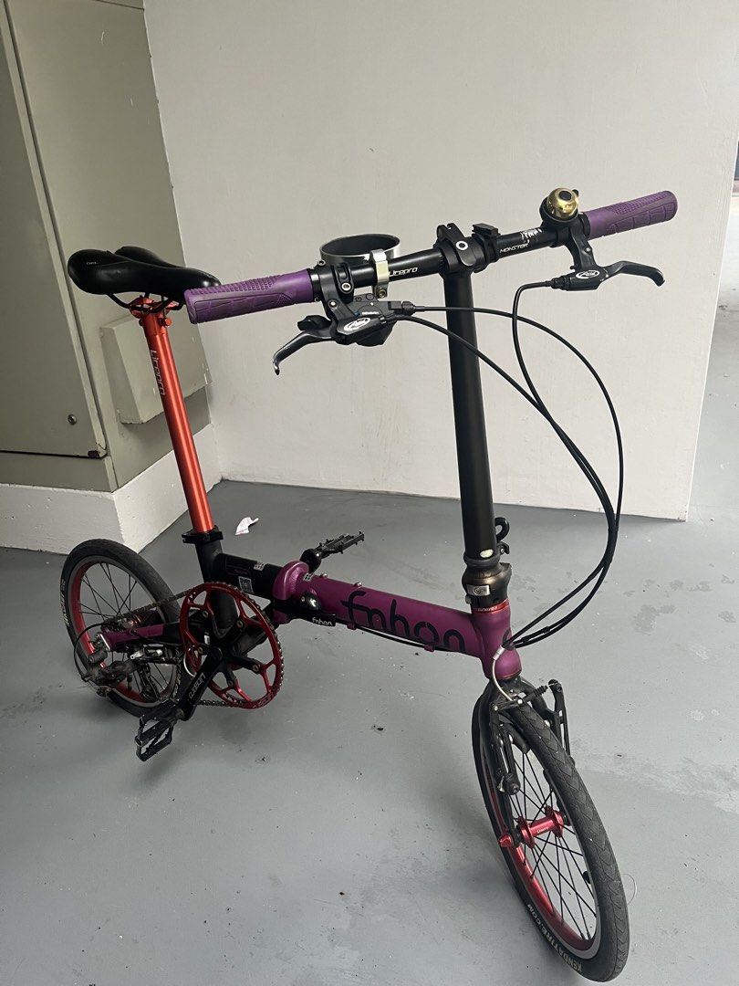 Fnhon Folding Bike Purple and Red (16itch), Sports Equipment, Bicycles ...