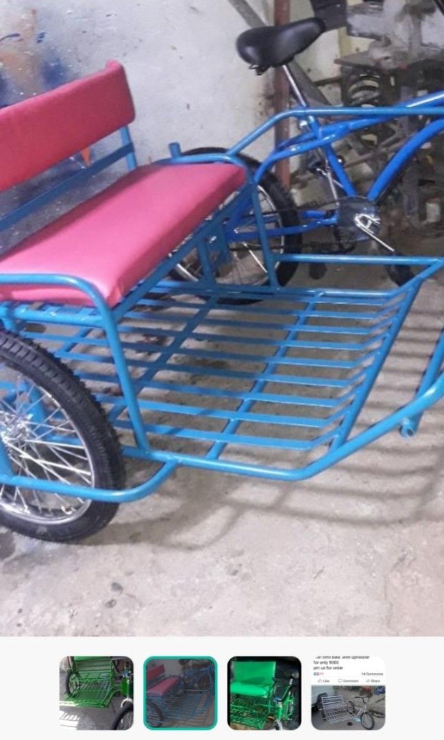For sale passenger sidecar with foam (Category: Bicycles) located in Quezon City. Submitted by rionava (Listing ID 1471021799, Image 3). Description: For Sale made to order pedicab passenger with foam brand new with bike for complete details and other inquiries just contact the seller serious and interested parties only will entertained..