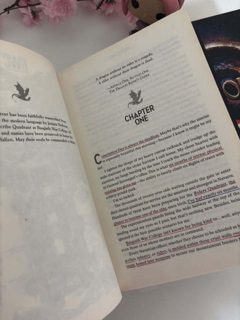 Fourth Wing Special Edition Hardcover (Category: Storybooks) located in Imus. Submitted by thebookafterromantasy (Listing ID 1471030973, Image 3). Description: 📖 FOURTH WING by Rebecca Yarros Format: Hardcover Condition: Good (With Annotations) Reading Status: Read / Annotated IMPORTANT: Pages from 1 and 13 have been underlined in red and blue ink. ✨ Book Condition: Personally owned and kept on bookshelf Hardcover with dust jacket Cover and spin