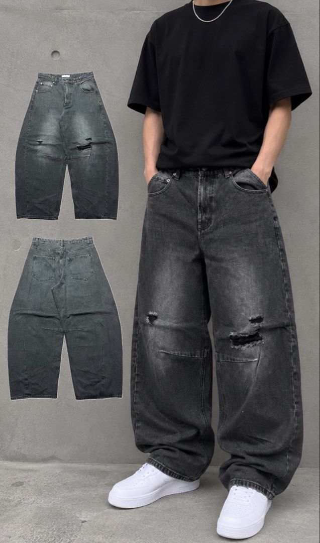 Freaks store black washed barrel pants ( Hard denim) (Category: Jeans) located in Iloilo. Submitted by nextwearco_ilo (Listing ID 1470936079, Image 1). Description: 👖 ITEM DETAILS Item/Brand:Freaks Black wash barrel pants ( HARD DENIM ) Condition: Like new Dimension/Measurements: 32-34 W x 41 L , almost 11 leg opening Issues: None ₱ 799 📩 .