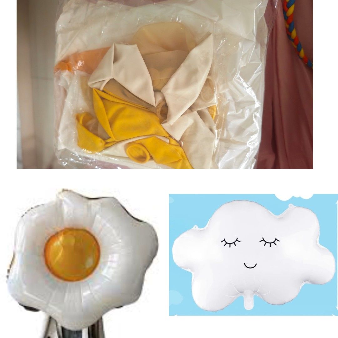 Fried Egg and Sleeping Cloud Foil Balloons Set, Hobbies & Lifestyle ...