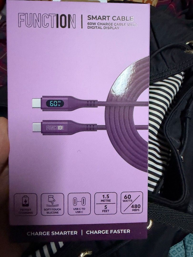 Function Smart Cable (Category: Chargers & Cables) located in Manila. Submitted by olxph_966057981 (Listing ID 1471026369, Image 2). Description: Function Smart Cable, 60 watts, 480 mbps, fast charge.