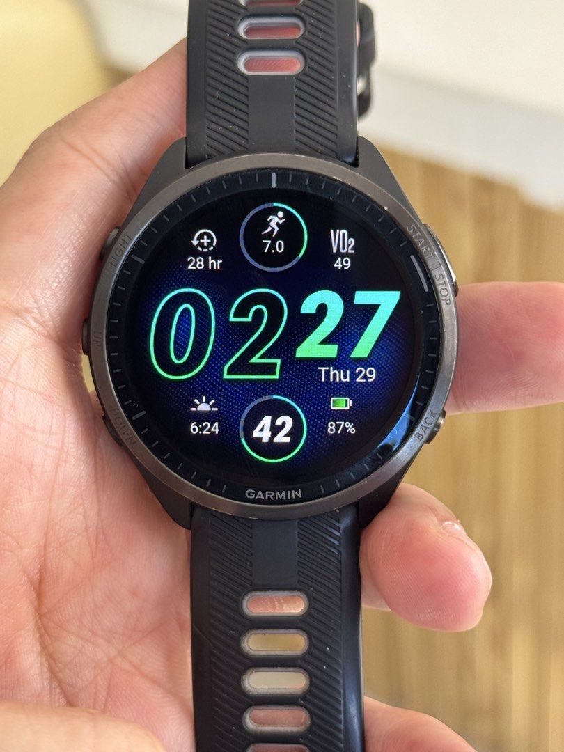 Garmin Forerunner 965 (Category: Wearables & Smart Watches) located in Quezon City. Submitted by martssamson (Listing ID 1470989381, Image 2). Description: Garmin Forerunner 965 Complete Package box and charger Triathlon capable / multisport watch 8.5/10 condition but still very presentable No issues, test all you want .