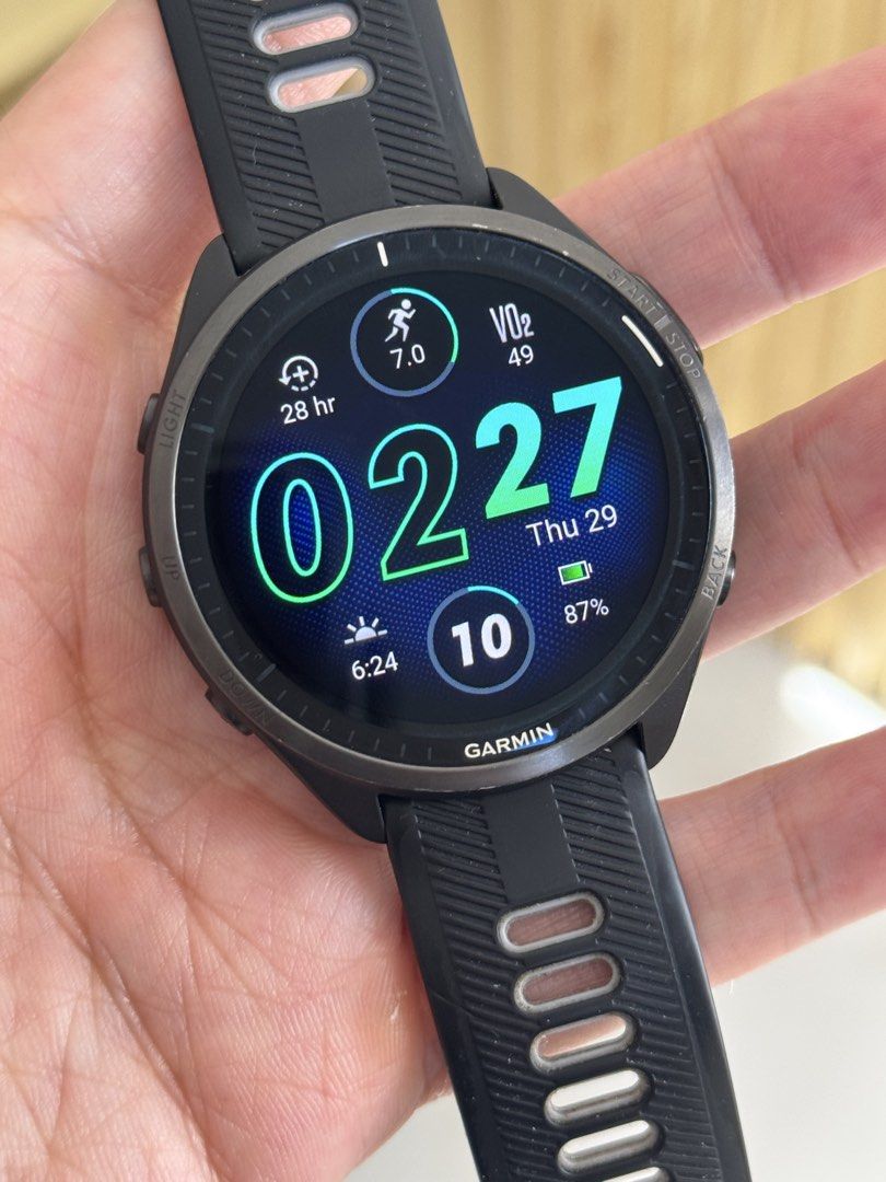 Garmin Forerunner 965 (Category: Wearables & Smart Watches) located in Quezon City. Submitted by martssamson (Listing ID 1470989381, Image 3). Description: Garmin Forerunner 965 Complete Package box and charger Triathlon capable / multisport watch 8.5/10 condition but still very presentable No issues, test all you want .