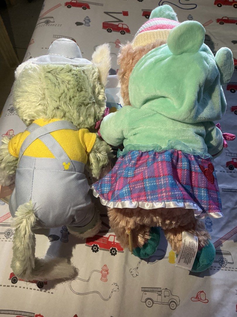 Gelatoni and ShellieMay Plush Set(pair) (Category: Plushies & Soft Toys) located in Marikina City. Submitted by raikee (Listing ID 1470984935, Image 2). Description: - 100% Authentic Hong Kong Disneyland plush toys - Includes Gelatoni in cute jumper suit. - Includes ShellieMay in a cozy winter hat, hoodie, and plaid skirt - Official tags still attached on both items (but gelatoni have faded disneyland tag) - need wash both - Perfect addition for 