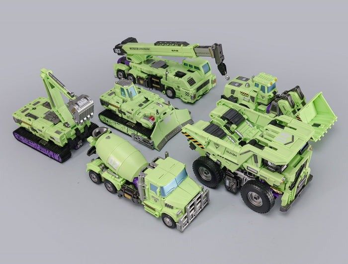 GIANT LEGION MECHA INVASION Constructicon Devastator Combiner Robot Set (Category: Action & Battle Toys) located in Manila. Submitted by mauchan00000303 (Listing ID 1470992900, Image 2). Description: - 6 construction vehicle robots combine into one massive Devastator figure - Includes cement mixer, dump truck, excavator, crane, and bulldozers - Fully transforms between individual vehicles and giant robot mode - Striking green and purple color sch