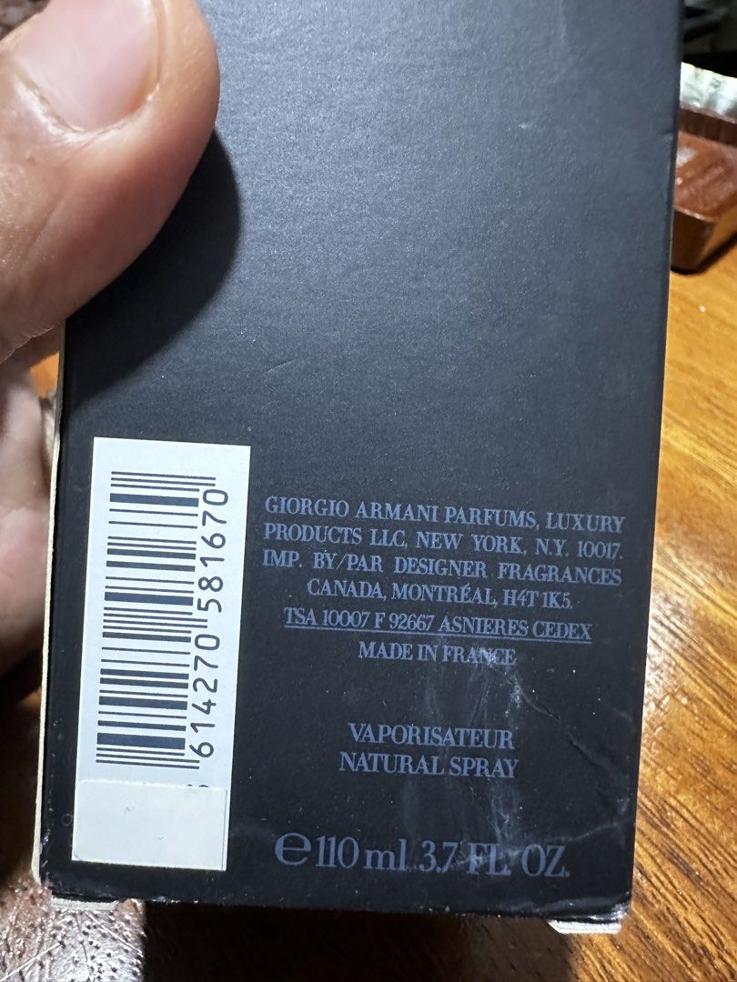 Giorgio Armani Code Profumo Parfum Pour Homme 110ml (Category: Fragrance & Deodorants) located in Quezon City. Submitted by breakstuf50 (Listing ID 1471118824, Image 3). Description: - Brand: Giorgio Armani Code Profumo - Type: Parfum Pour Homme (Natural Spray Vaporisateur) - Size: 110ml / 3.7 fl oz - Origin: Made in France - Packaging: Original black outer box with gold/white lettering and batch code sticker - Condition: Brand new in box with mi