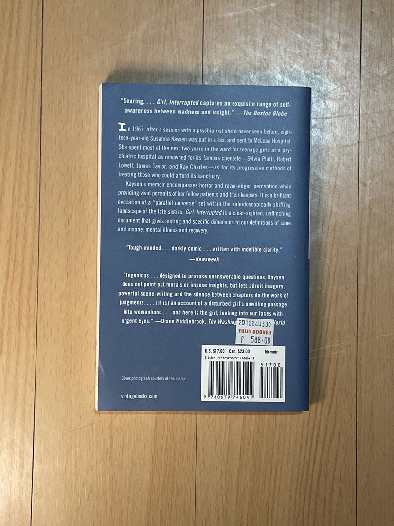 Girl, Interrupted (Category: Storybooks) located in Calamba. Submitted by pearlsanddaisies (Listing ID 1471071810, Image 2). Description: - bought from Fully Booked for 588 pesos - no annotations - no dents and creases More photos can be sent upon inquiry💗.