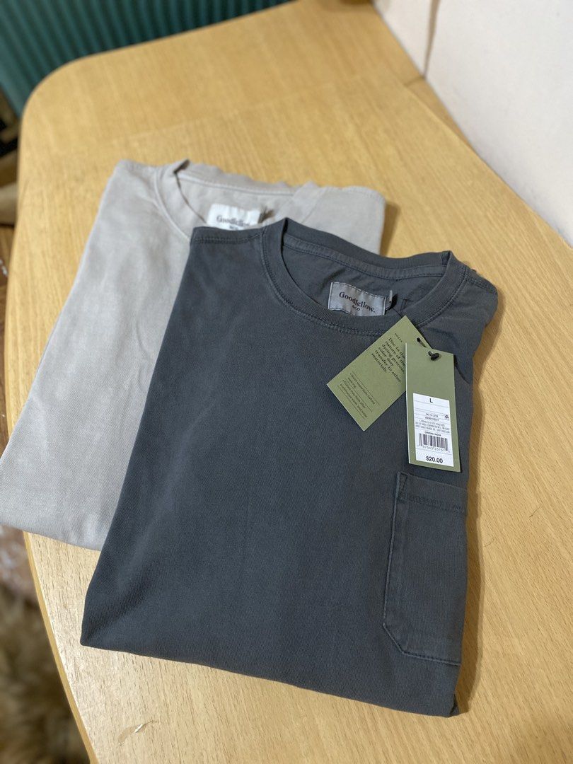 Goodfellow & Co Long Sleeve Pocket Tees (Category: Tshirts & Polo Shirts ) located in Batangas. Submitted by lux_kimmy (Listing ID 1470963924, Image 2). Description: Two Goodfellow & Co long sleeve pocket t-shirts. Dark grey in size large, taupe in size medium. Crew neck design with a single chest pocket. Soft washed cotton fabric. Both pieces still have original retail tags attached, never worn. Selling together or separately. L- Dark grey M- Li