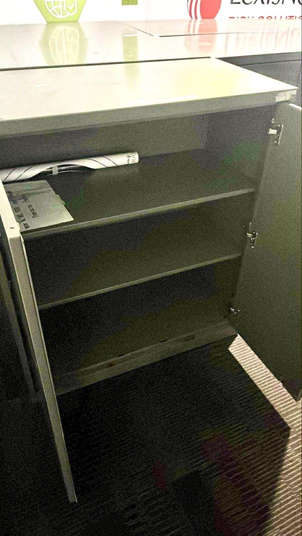 Gray steel Cabinet (Category: Shelves, Cabinets & Racks) located in Quezon City. Submitted by jo.1216 (Listing ID 1470943996, Image 2). Description: Size is 36x40x39 In great condition Lalamove should be shouldered by buyer.