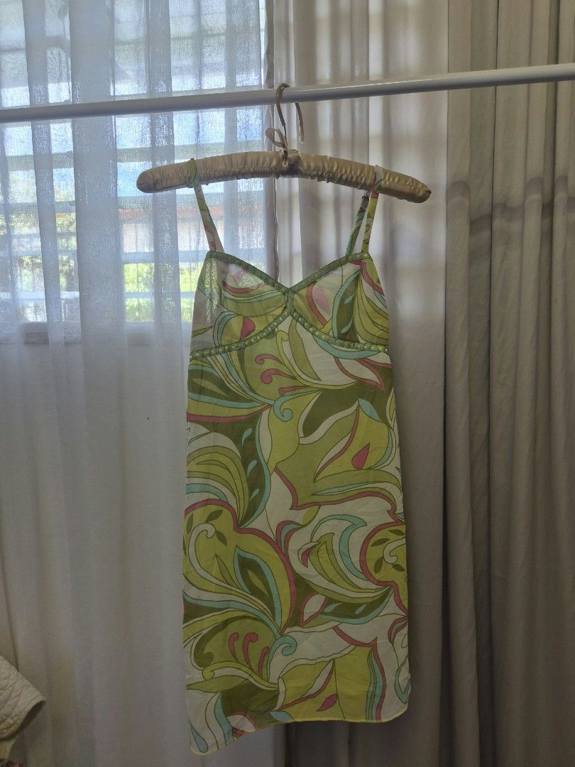 Green paisley-pattern mini dress (Category: Dresses) located in Panabo. Submitted by _elfiethreads (Listing ID 1471057315, Image 1). Description: Small-medium No tags No issues!.