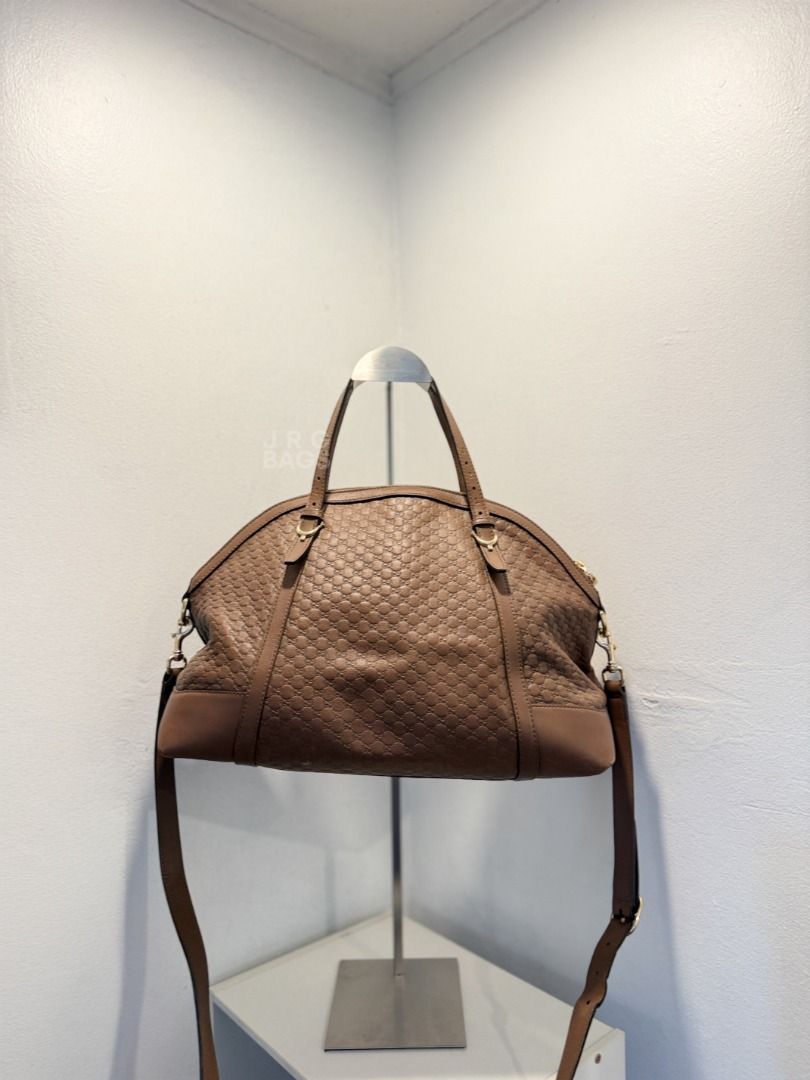 Gucci Micro Guccissima Brown Leather Shoulder Bag (Category: Luxury Bags & Wallets) located in Paranaque City. Submitted by juliasmomsy (Listing ID 1471056913, Image 1). Description: Selling my pre-loved bags! :) - Authentic Gucci Dome Micro Guccissima Brown Leather Shoulder Bag - SIZE: L: 36 cm, H: 27 cm, W: 17 cm, Handle Drop: 12 cm, Strap: 118cm - COLOR: Brown - MATERIAL: Leather - HARDWARE: Gold-toned hardware with protective bottom feet - ST