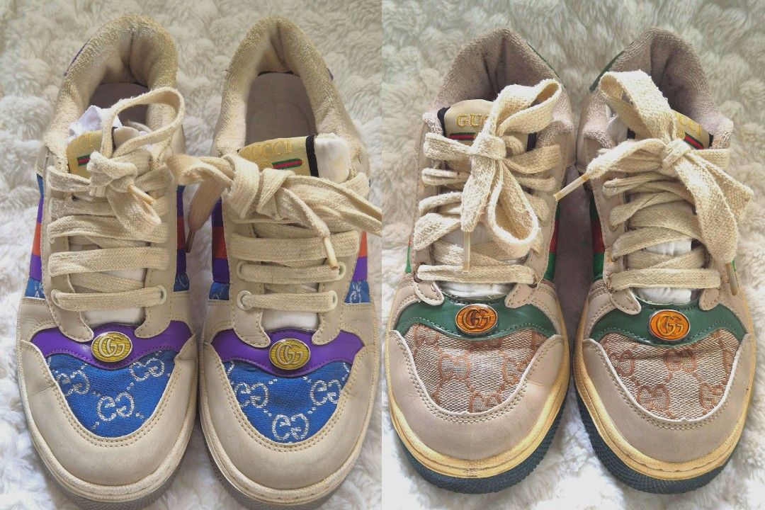 Gucci Screener Sneakers Bundle – EU 36 & EU 37 (Category: Sneakers) located in Antipolo. Submitted by saribymonica (Listing ID 1471017526, Image 1). Description: Gucci Screener Sneakers Bundle – EU 36 & EU 37 | ₱500 Preloved and previously used. Please manage your expectations, as these are not brand new. • Sizes: EU 36 and EU 37 • Minimal scratches and scuffs from normal use • Outsoles have scratches and signs of wear • Sockliner/insole has soft