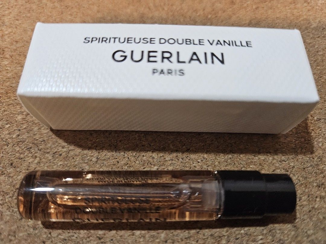 Guerlain Spiritueuse Double Vanille Eau de Parfum Sample (Category: Fragrance & Deodorants) located in Los Banos. Submitted by acleancloset (Listing ID 1471057915, Image 1). Description: - Guerlai Spiritueuse Double Vanille Eau de Parfum - Size: 2ml (0.06 fl oz) - Condition: Brand new, unused trial vial in original white retail box - Origin: Made in France.