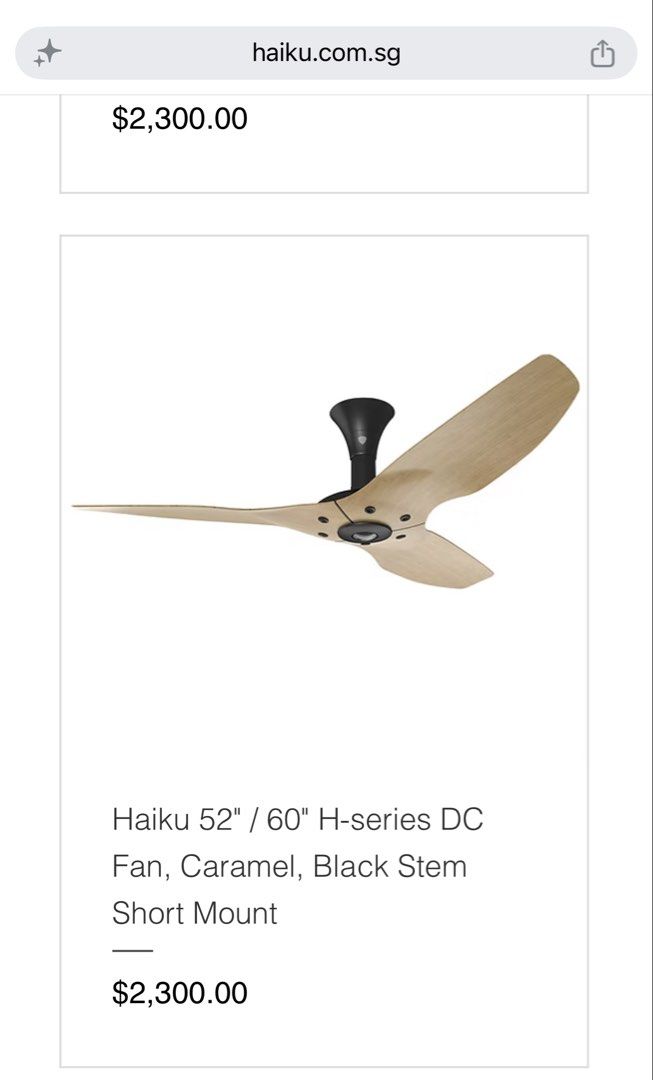 Haiku H-series DC Ceiling Fan Caramel Bamboo, Furniture & Home Living ...