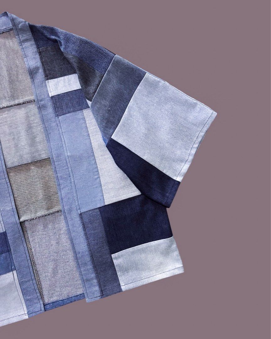Handmade Denim Patchwotk Kimono Top (Category: Others Tops) located in Makati City. Submitted by funkyfindsinc (Listing ID 1470983480, Image 3). Description: one of one kimono coverup crafted from upcycled denim. A unique patchwork design and relaxed silhouette, it’s an effortlessly stylish layer that adds character to any outfit-fashion with a sustainable story. MOP: GCash, BPI, Maya MOD: Lalamove, Grab, LBC, J&T Pickup pin: Walter Mart Arnaiz A