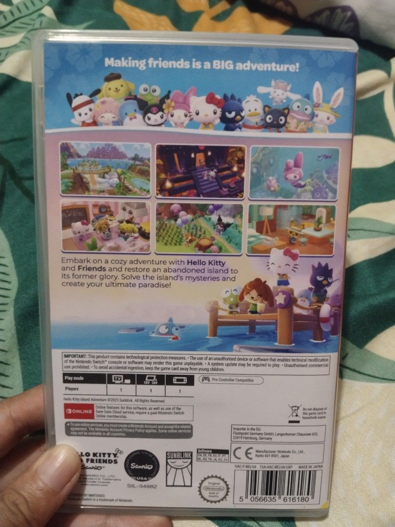 Hello Kitty Island Adventure (Category: Nintendo) located in Manila. Submitted by caongalyanaaa (Listing ID 1471092572, Image 2). Description: FT/FS if swap lf Story of Seasons Grand Bazaar Rfs: done with the story Loc: Manila Delivery via Lalamove MoP: Gcash.