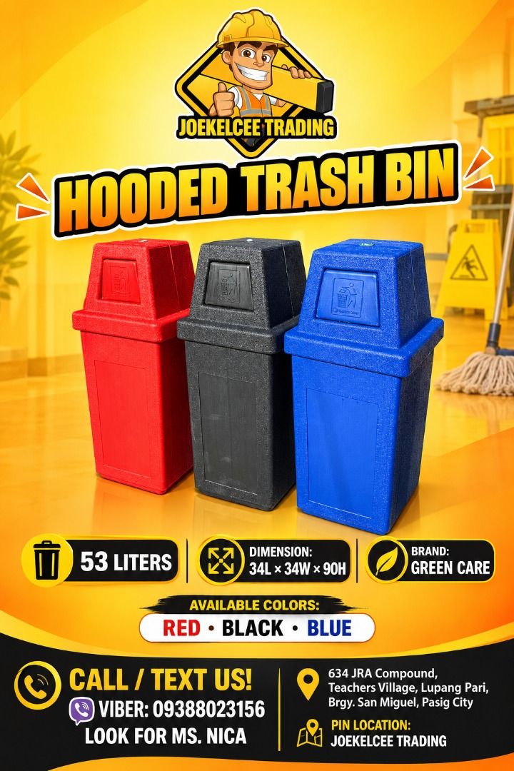 HOODED TRASH BIN (Category: Waste Bins & Bags) located in Caloocan City. Submitted by Ava_broklyn8888 (Listing ID 1471007844, Image 1). Description: 📦 Looking for reliable storage solutions? Introducing Joekelcee Trading's JUMBO CRATES - your go-to source as a DIRECT SUPPLIER! 🌟 Get organized with our durable crates today! 🛒 📌 Explore Our Range of Products: ✅ PPE items ✅ Trash bins ✅ Crates ✅ Cooler crates ✅ Coverall uniforms ✅ Fireman suits 