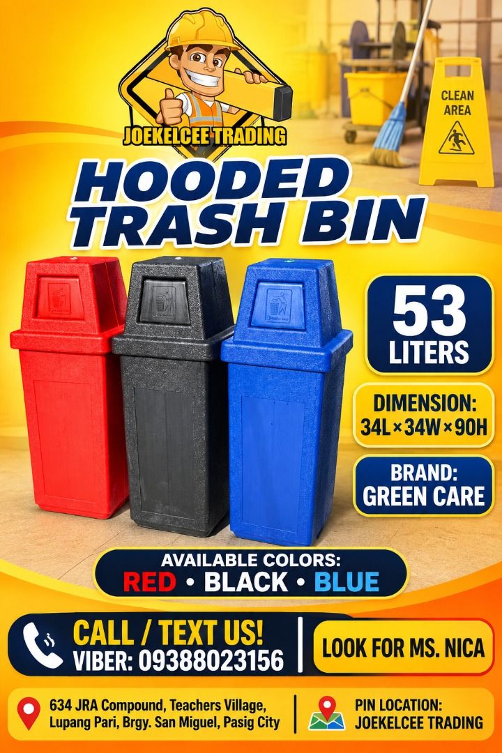 HOODED TRASH BIN (Category: Waste Bins & Bags) located in Pasig City. Submitted by molly.blanche02 (Listing ID 1471009270, Image 1). Description: 📦 Looking for reliable storage solutions? Introducing Joekelcee Trading's JUMBO CRATES - your go-to source as a DIRECT SUPPLIER! 🌟 Get organized with our durable crates today! 🛒 📌 Explore Our Range of Products: ✅ PPE items ✅ Trash bins ✅ Crates ✅ Cooler crates ✅ Coverall uniforms ✅ Fireman suits ✅ F