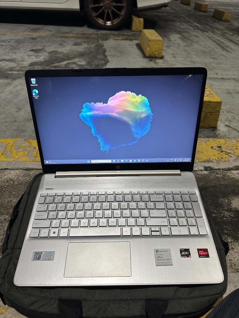HP 15s-eq2xxx (Category: Laptops & Notebooks) located in Pasig City. Submitted by erhecca.bear (Listing ID 1471068100, Image 1). Description: HP 15s-eq2xxx -AMD Ryzen 5, 5500U -AMD Radeon Graphics -8GB RAM // 512GB SSD -15inches diagonally -good for mid gaming -full HD Display -60Hz Refresh Rate -GOOD for acad, office, VA purposes etc. -unit, charger & sling bag.