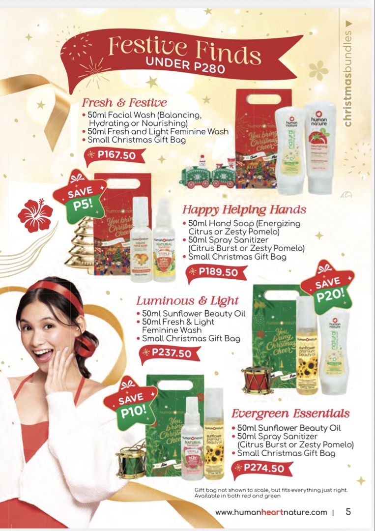 Human Nature Christmas Cheer Gift Bundles (Category: Body Care) located in Muntinlupa City. Submitted by tinry (Listing ID 1470949972, Image 2). Description: Prices posted in the pictures.