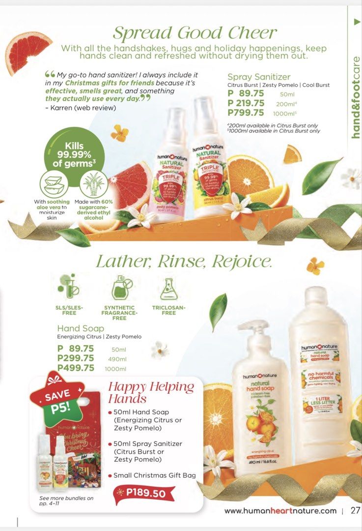 Human Nature Natural Deodorizing Foot Spray 100ml (Category: Foot Care) located in Muntinlupa City. Submitted by tinry (Listing ID 1470949619, Image 3). Description: Prices posted in the pictures.
