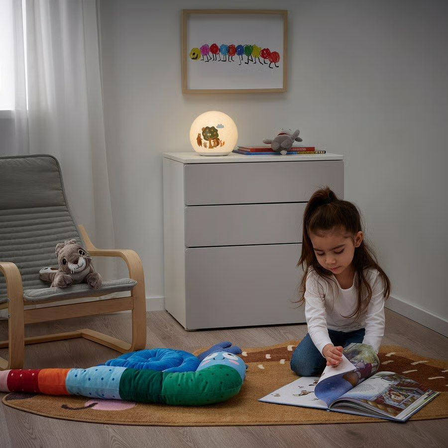 IKEA Brummig Kids LED Table Night Light Lamp (Category: Lighting) located in Quezon City. Submitted by a_t_g (Listing ID 1470989278, Image 3). Description: Original price: Around ₱1,300 RFS: My kid prefers to keep the lights out while sleeping. Only tested, never used. Why get it: This lamp features adorable forest animal images and a soft, ambient glow ideal for children's bedtime routines. .