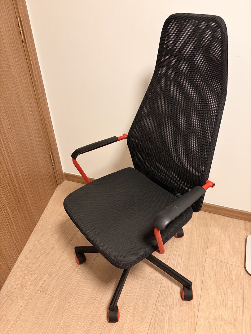 Red Block Computer Chair IKEA HUVUDSPELARE Gaming Office Chair Black Red, Furniture & Home ...