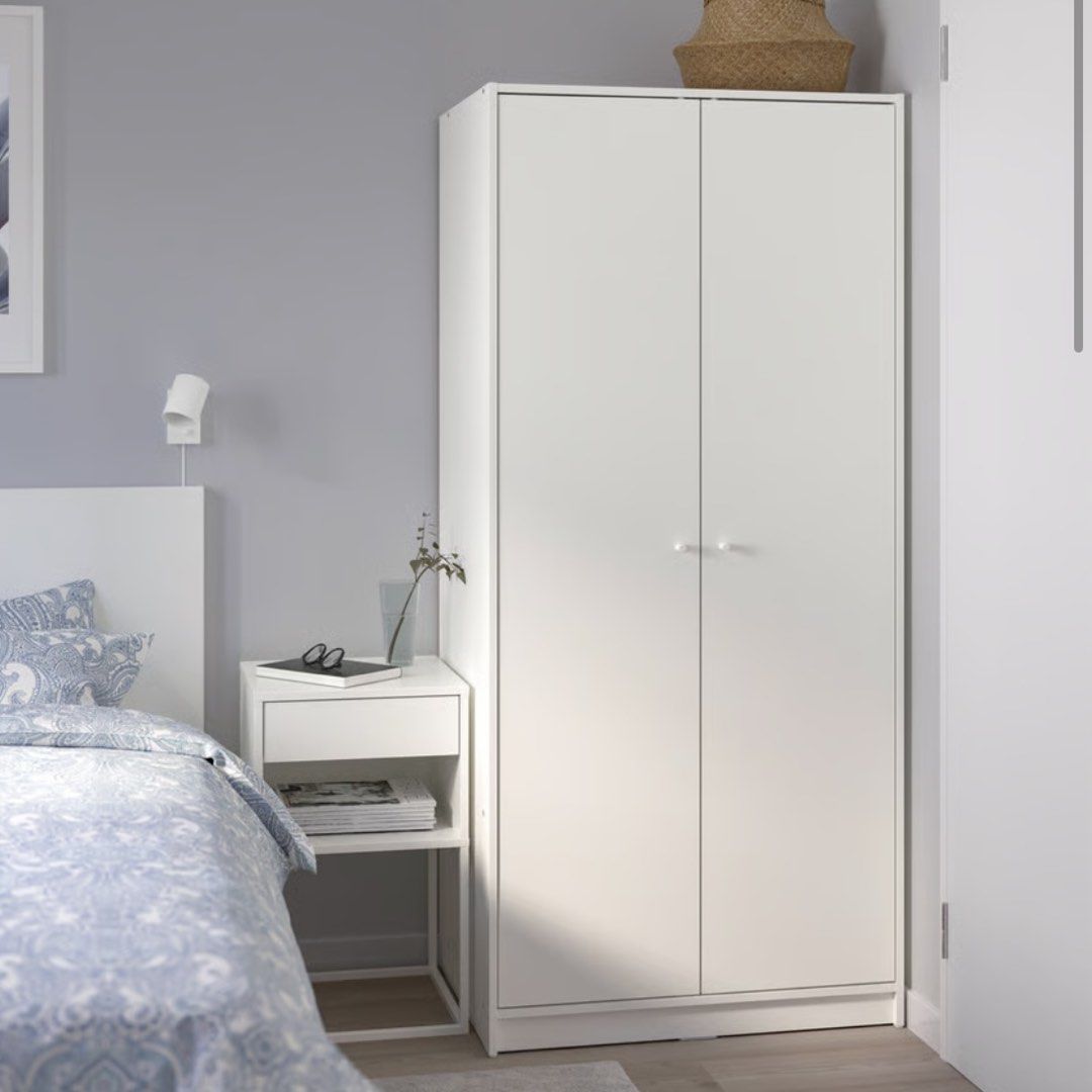 IKEA KLEPPSTAD WARDROBE CABINET 2 DOOR w/ additional shelf (Category: Shelves, Cabinets & Racks) located in Makati City. Submitted by sancaiii (Listing ID 1470948617, Image 2). Description: Ikea Kleppstad Wardrobe Cabinet 2-door w/ additional shelf - No issue, no stain, no scratches - Months old pa lang - RFS: Moving out Orig price of cabinet itself only 6k Selling for 5k only nego Pickup loc: Makati .
