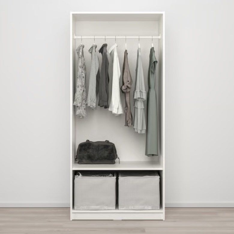 IKEA KLEPPSTAD WARDROBE CABINET 2 DOOR w/ additional shelf (Category: Shelves, Cabinets & Racks) located in Makati City. Submitted by sancaiii (Listing ID 1470948617, Image 3). Description: Ikea Kleppstad Wardrobe Cabinet 2-door w/ additional shelf - No issue, no stain, no scratches - Months old pa lang - RFS: Moving out Orig price of cabinet itself only 6k Selling for 5k only nego Pickup loc: Makati .