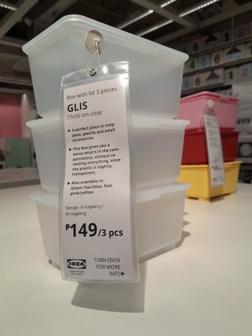 Ikea storage plastic 1pc (Category: Storage Boxes & Baskets) located in Makati City. Submitted by mylynmylyn (Listing ID 1471033286, Image 1). Description: ikea brandnew sold per pc p52each can fit cosmetic, keys, coins .....