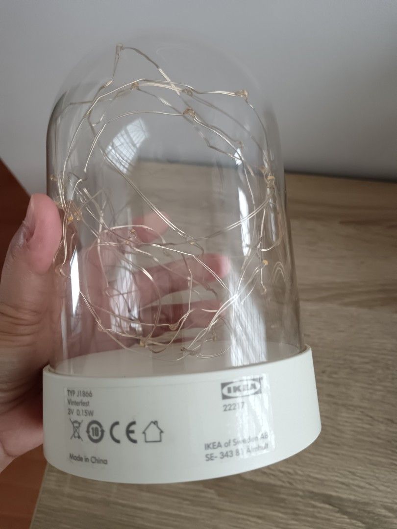 IKEA Vinterfest LED string light glass dome lamp, Furniture & Home ...