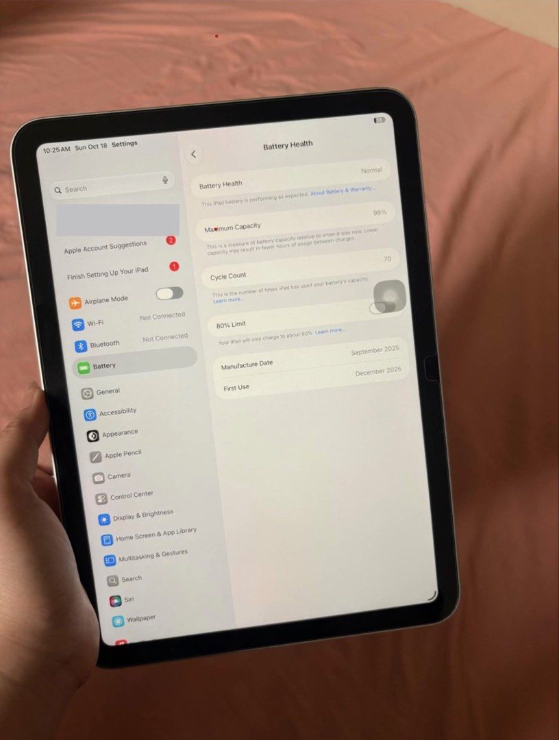 iPad A16 11th Gen 256gb Silver (Category: iPad) located in Manila. Submitted by chili_cheese (Listing ID 1470972868, Image 3). Description: iPad A16 11th Generation 🔋 98% Battery Health 🔄 70 Cycle Count 💾 256gb Storage 📱 Complete accessories - with charger, case, and tempered glass ⚠️ Warranty until December 2026 ✨ RFS: Will buy a different iPad model 📍 Pasig or Podium/Megamall only 🛵 Delivery or meet up nearby areas only 💸 ₱28,000 💌 PM! 