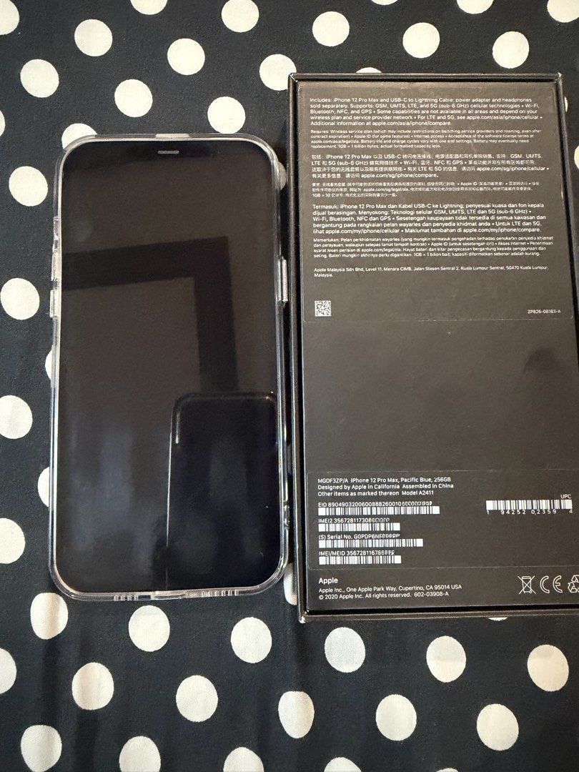 iPhone 12 Pro Max Pacific Blue 256GB (Category: iPhone 12 Series) located in Manila. Submitted by invinoveritas.670 (Listing ID 1471115157, Image 3). Description: - Model: iPhone 12 Pro Max - Storage Capacity: 256GB - Color: Pacific Blue - Condition: Excellent physical condition with clean screen and body - Inclusions: Original retail box included -issue small scratches as seen sa pic not deep and not noticeable especially when you put tempered g