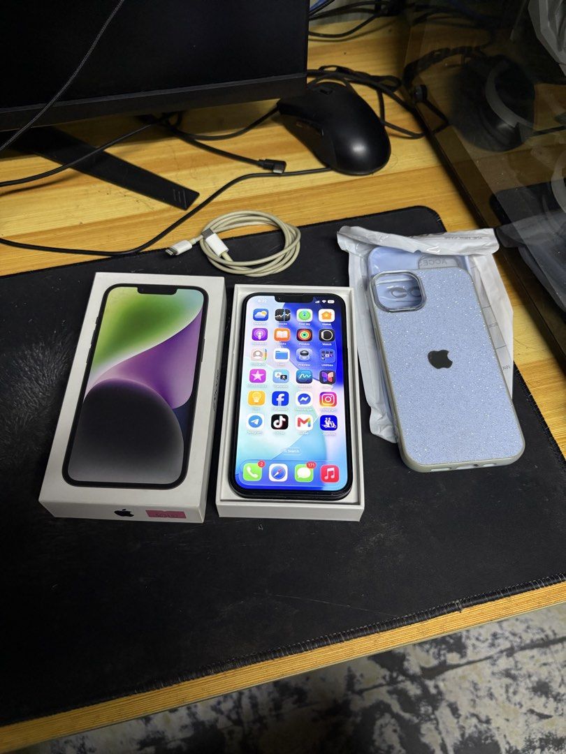 iphone 14 midnight 128gb complete package (Category: iPhone 14 Series) located in San Pedro. Submitted by tapsyydeals (Listing ID 1470986805, Image 3). Description: 🍎 IPHONE 14 MIDNIGHT 128GB — FOR SALE! 📱 ✨ PRISTINE CONDITION | ALL ORIGINAL | COMPLETE PACKAGE ✨ 📱 UNIT DETAILS: * 💾 128GB Storage * 🔋 83% Battery Health (Original) * 🔓 Factory Unlocked / Openline * 🌏 ZP/A Variant * 🏬 Power Mac Purchased — March 17, 2025 * ✅ Face ID & True To