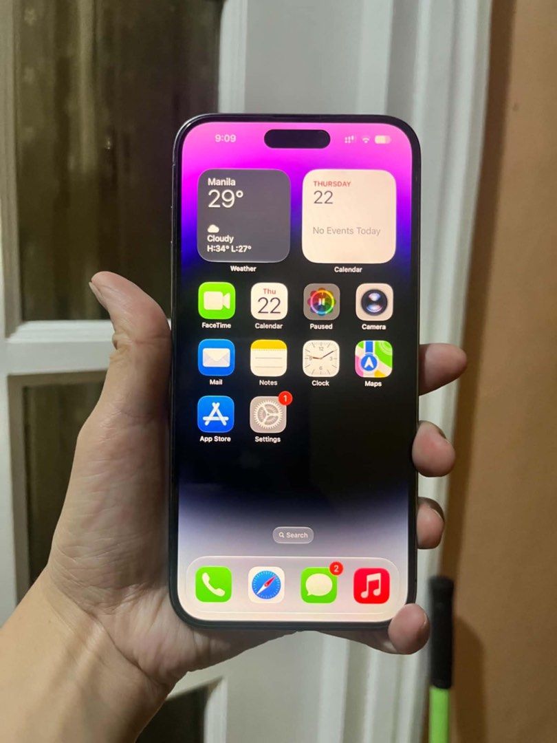 Iphone 14 Promax 256gb (Category: iPhone 14 Series) located in Antipolo. Submitted by angelasanv44409 (Listing ID 1471014546, Image 3). Description: Iphone 14 promax 256gb any sim pwde Truetone working Face id working 78% batt original Unit cord case .5 lng wala. Original all parts Updated to ios 27.