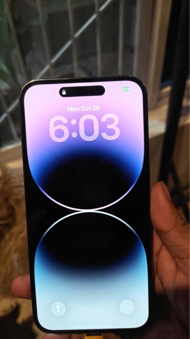 Iphone 14 Promax 256gb (Category: iPhone 14 Series) located in Antipolo. Submitted by angelasanv44409 (Listing ID 1471014546, Image 1). Description: Iphone 14 promax 256gb any sim pwde Truetone working Face id working 78% batt original Unit cord case .5 lng wala. Original all parts Updated to ios 27.
