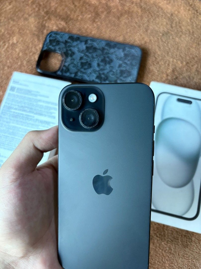 iphone 15 128gb rush forsale!! (Category: iPhone 15 Series) located in Quezon City. Submitted by waveydlorean (Listing ID 1470980375, Image 3). Description: iphone 15 128gb | black DETAILS: • NTC APPROVED 🇵🇭 • 128gb • no sim restrictions ( anysim ) • working icloud truetone & face id • all working no issue and no icloud issue! • underwarranty til ( 5/26/27 ) next year! • 97% battery ( original ) ✅ • cycle count ( 2** ) • ios version ( 26.6 ) • 