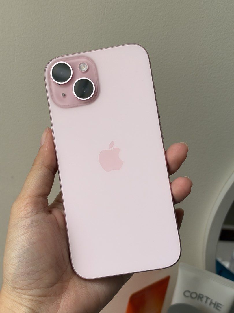 iPhone 15 128GB with paper&box (Category: iPhone 15 Series) located in Angeles City. Submitted by grand.rui7777 (Listing ID 1470969412, Image 3). Description: - Model: Apple iPhone 15 - Storage: 128GB - Color: Pink - Condition: Excellent, like new - Inclusion: Original box, paper bag, and Power Mac Center sales invoice (Dated August 2024) - Carrier Status: Factory Unlocked / No SIM restrictions - Meetup Location: D'Heights Resorts & Casino Clark,