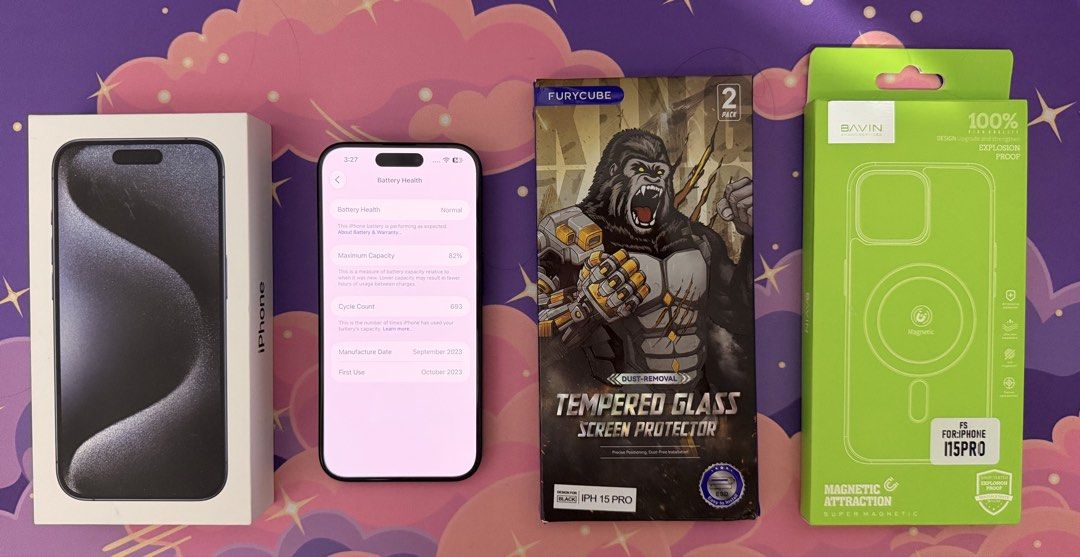 iPhone 15 Pro 128gb (Fixed Price) (Category: iPhone 15 Series) located in Quezon City. Submitted by luwis_phone_services (Listing ID 1470969811, Image 1). Description: iPhone 15 Pro 128gb Complete with box. Local Variant. Walang dents at scratches. Nag upgrade na po sa iPhone 17 256gb. Meetup sa SM North or Trinoma lang po Selling Price: 35,500 Slightly Negotiable ✅ IOS 27.2 ✅ Face ID ✅ True Tone ✅ 82% Battery Health ✅ 693 Cycle Count ✅ 128gb Sto