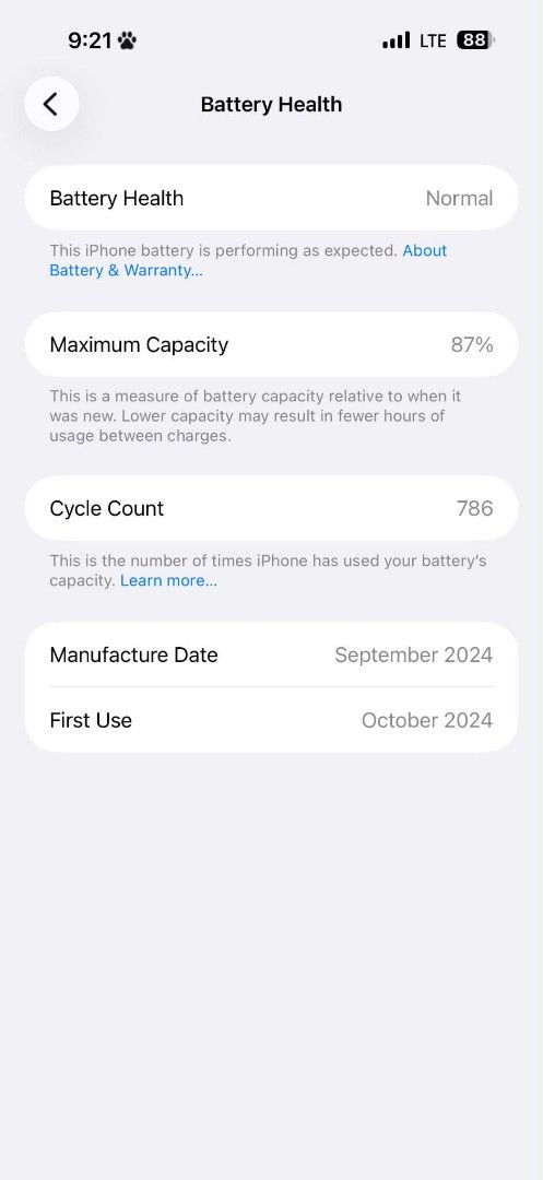 IPHONE 16 PRO MAX 1B 87% BATT HEALTH (Category: iPhone 16 Series) located in Manila. Submitted by araarenas179210 (Listing ID 1470940224, Image 3). Description: - Model: iPhone 16 Pro Max - Storage: 1TB - Color: Natural Titanium - Battery Health: 87% - Condition: Well-maintained, clean screen and body - Meetup Location: Mitsukoshi BGC, Taguig.