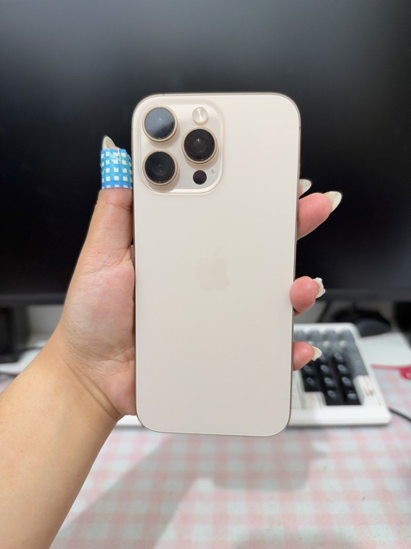 iPhone 16 Pro Max 256gb (Category: iPhone 16 Series) located in Manila. Submitted by camillely (Listing ID 1471038367, Image 2). Description: iPhone 16 Pro Max 256gb 87% Battery Health Color: Desert titanium Smart Locked (ongoing request for unlocking due to early renewal of plan) With minimal scratches due to cases and usage (unnoticeable) No hidden issue (test all you want) No history of repair Complete with box and cable Free cases (with origi