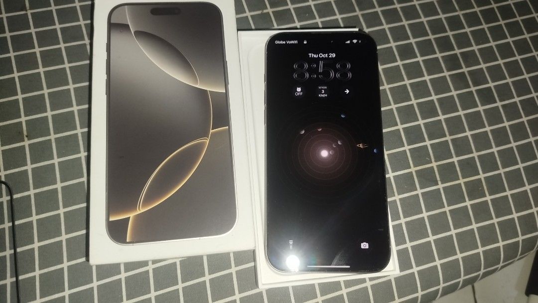 Iphone 16 pro max, 256gb (Category: iPhone 16 Series) located in Davao. Submitted by purple_stitch87 (Listing ID 1471058876, Image 2). Description: purchase on november 2025 with box no dents no issue.