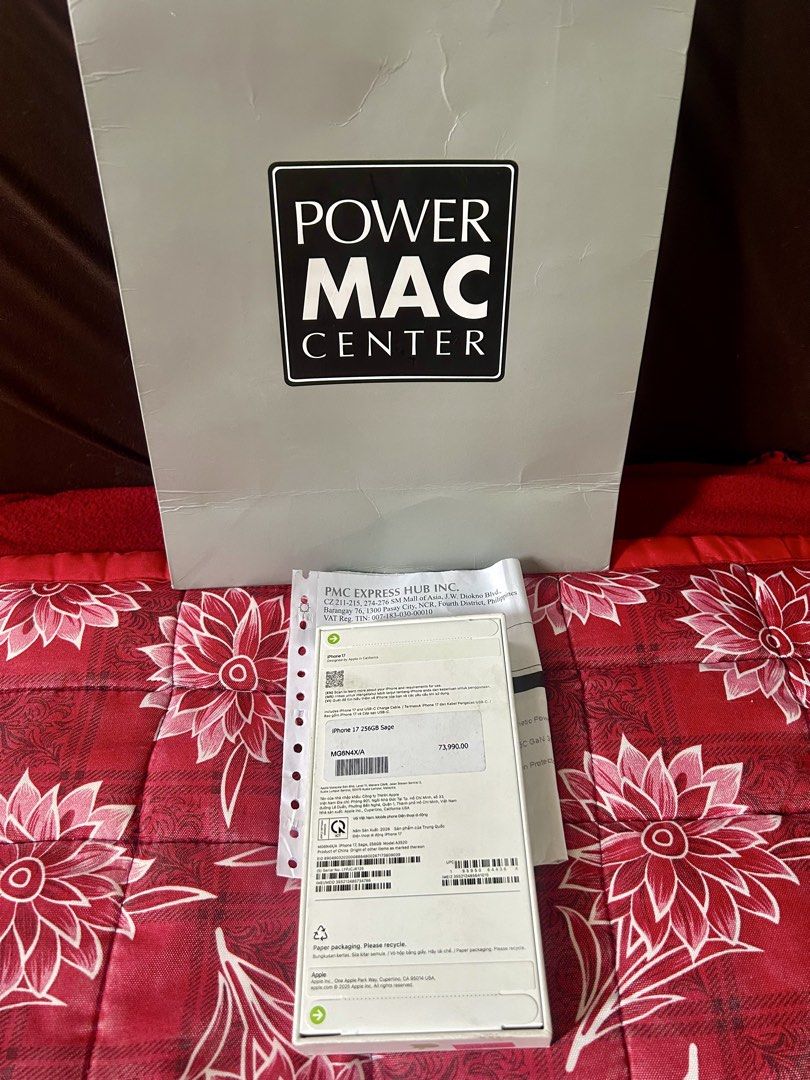 iPhone 17 256GB Sage SEALED (Category: iPhone 17 Series) located in Pasay City. Submitted by r.jadey (Listing ID 1470977613, Image 2). Description: - Model: Apple iPhone 17 - Storage: 256GB - Color: Sage Green - Condition: Factory sealed, brand new, unopened - Purchased locally at Power Mac Center - Inclusions: Original PMC paper bag and official store receipt included.