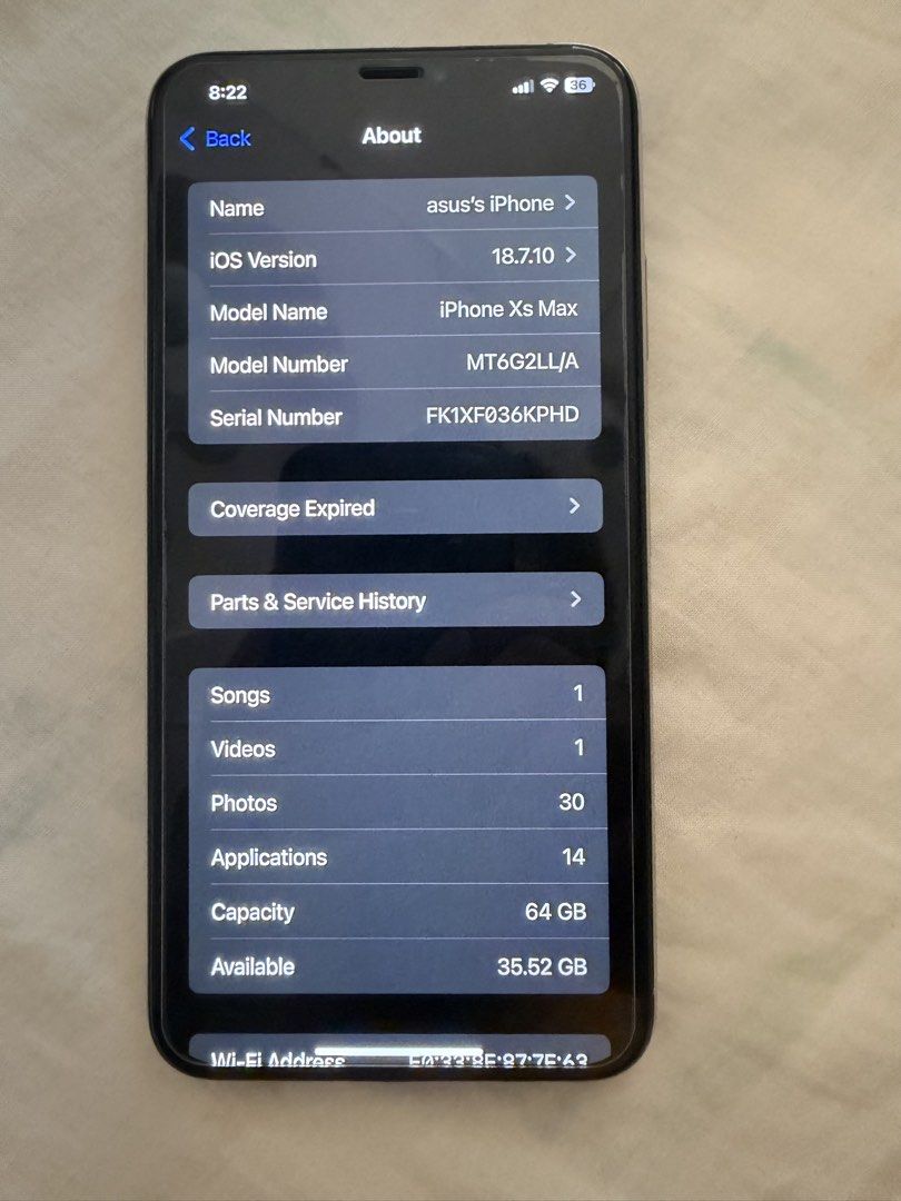 Iphone XS Max (Category: iPhone X Series) located in Makati City. Submitted by ralphjp (Listing ID 1470932639, Image 3). Description: 64gb Openline Face ID and True Tone working Replace battery at Spex appeal can provide receipt and replaced original battery NO ISSUES Includes, Case, Cord.